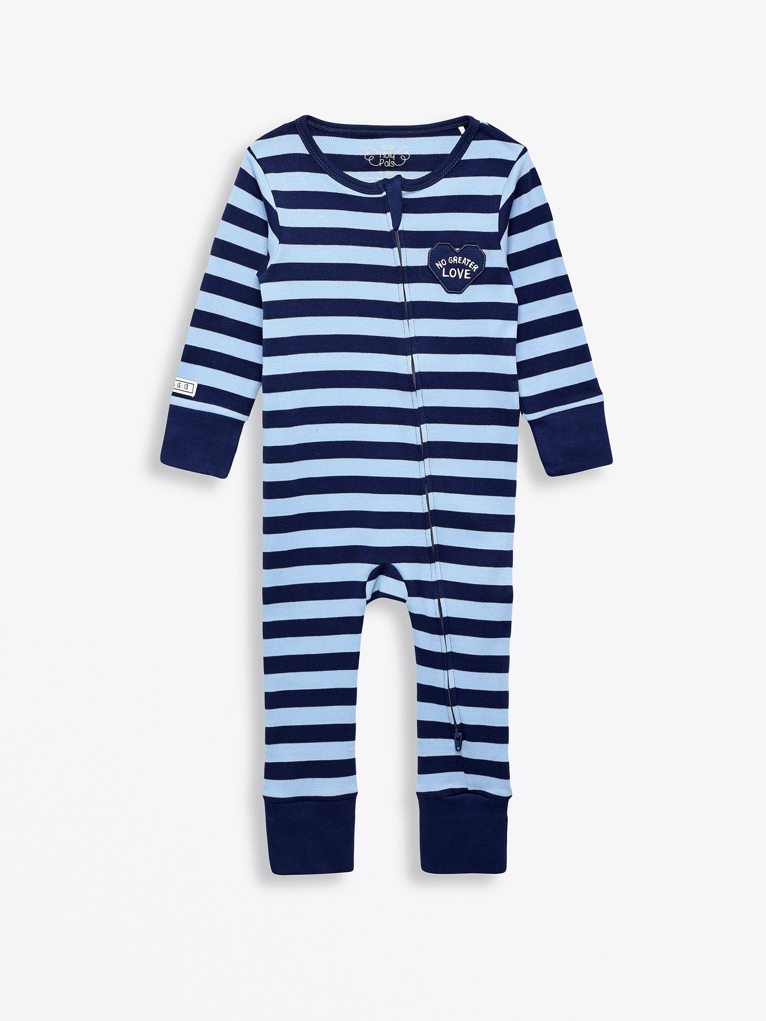 No Greater Love Blue Footless Onesie Cotton