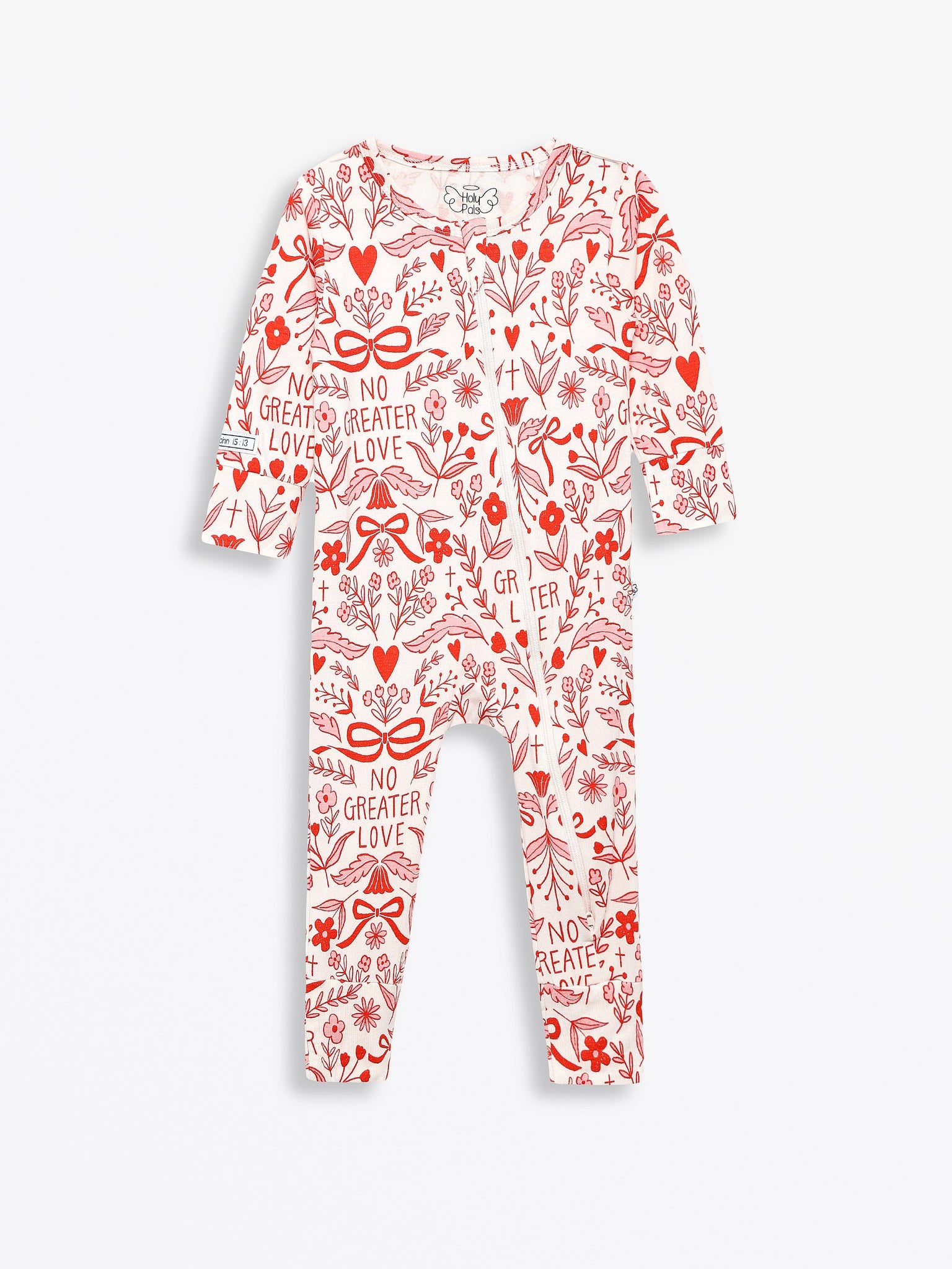 No Greater Love Pink Footless Onesie Bamboo