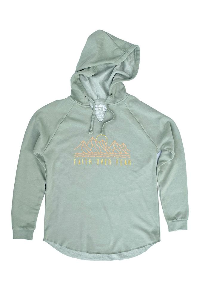 Womens Faith Over Fear Wave Wash Hoodie