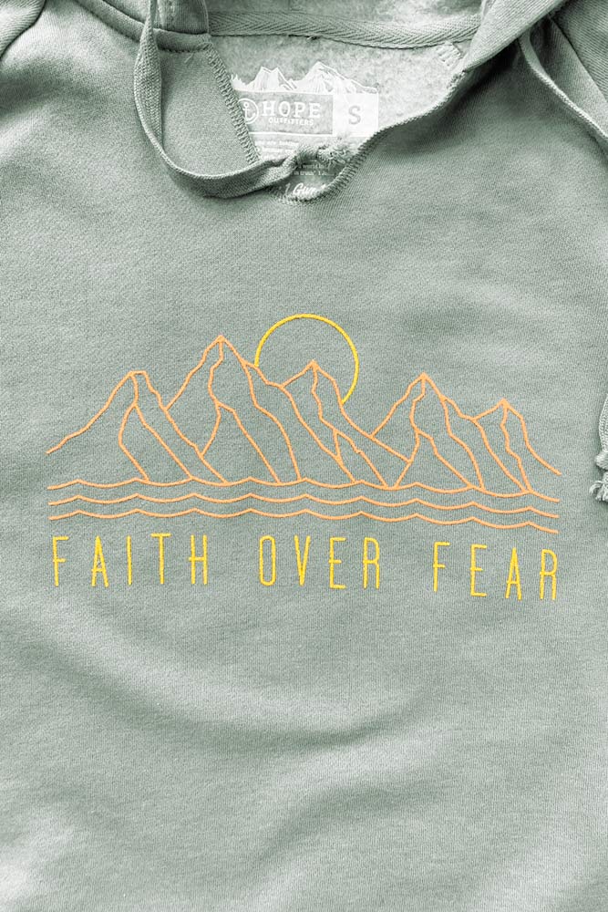 Womens Faith Over Fear Wave Wash Hoodie