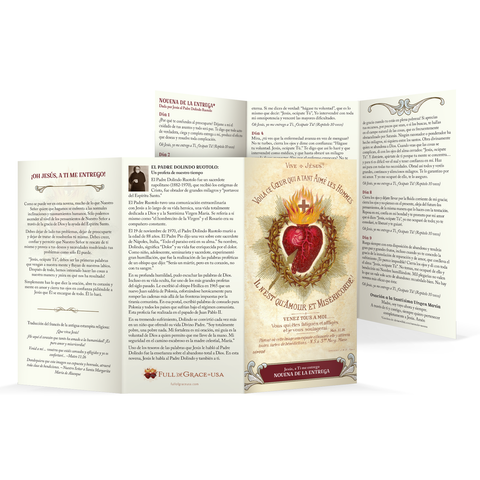 Novena de la Entrega – Tríptico de estampa/The Surrender Novena SPANISH version Trifold Holy Cards LARGE-FONT, NEW