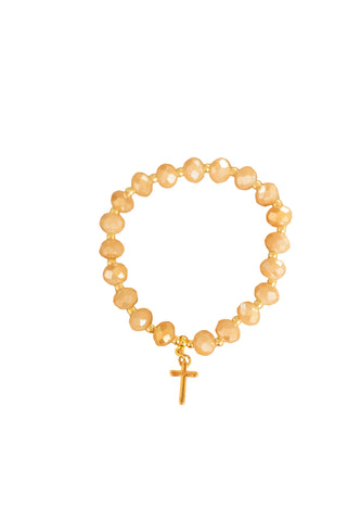 Stretch Stack Bracelet - Cross - Gold