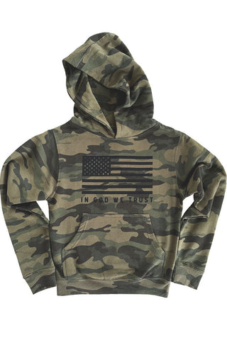 Youth In God We Trust Camo Hoodie