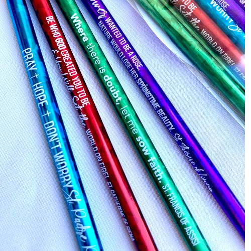 Saint Quote Glitter Pencils