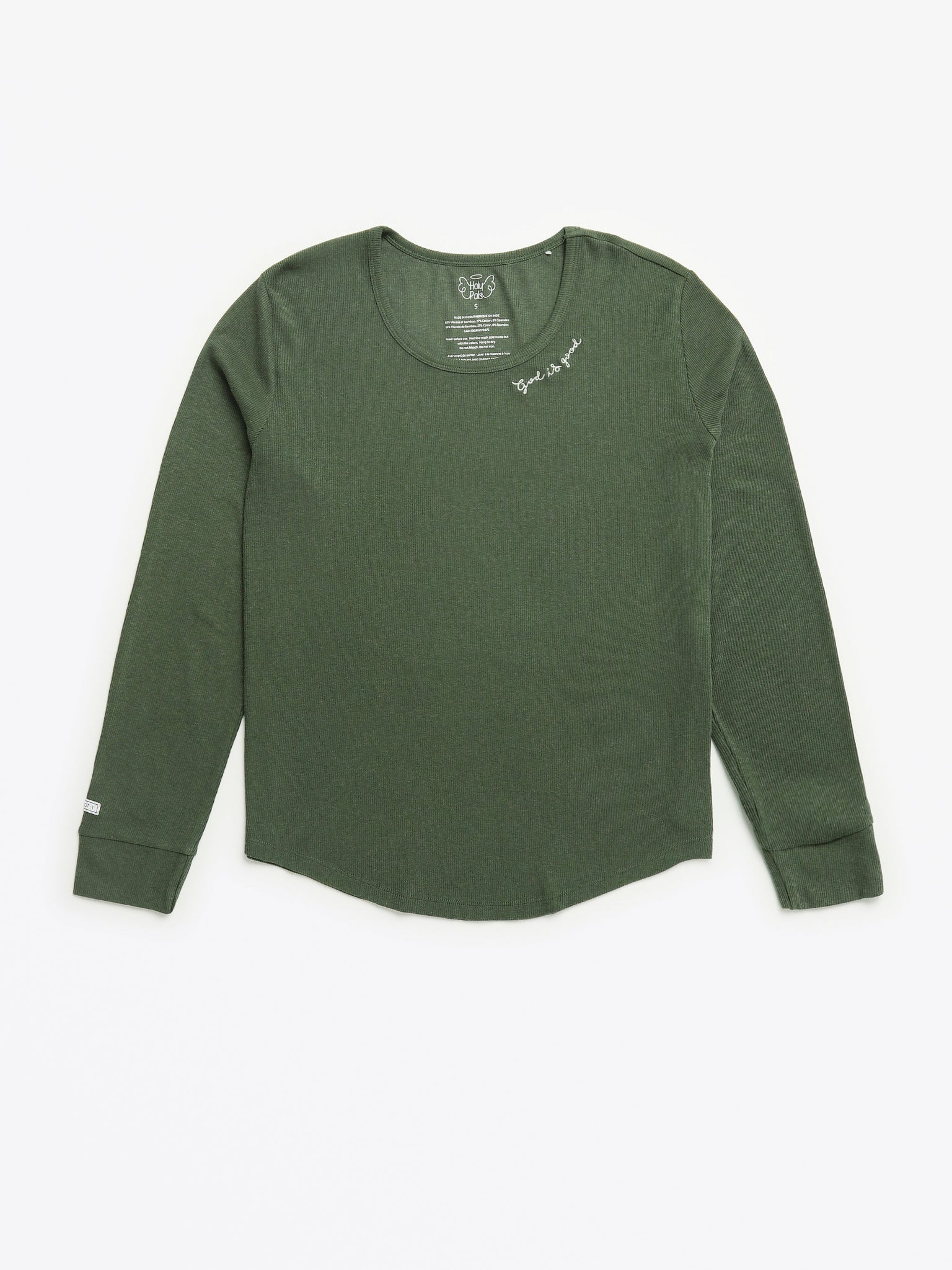 Solid Olive Womens PJ Jogger Set Ribbed Cotton-Bamboo Blend