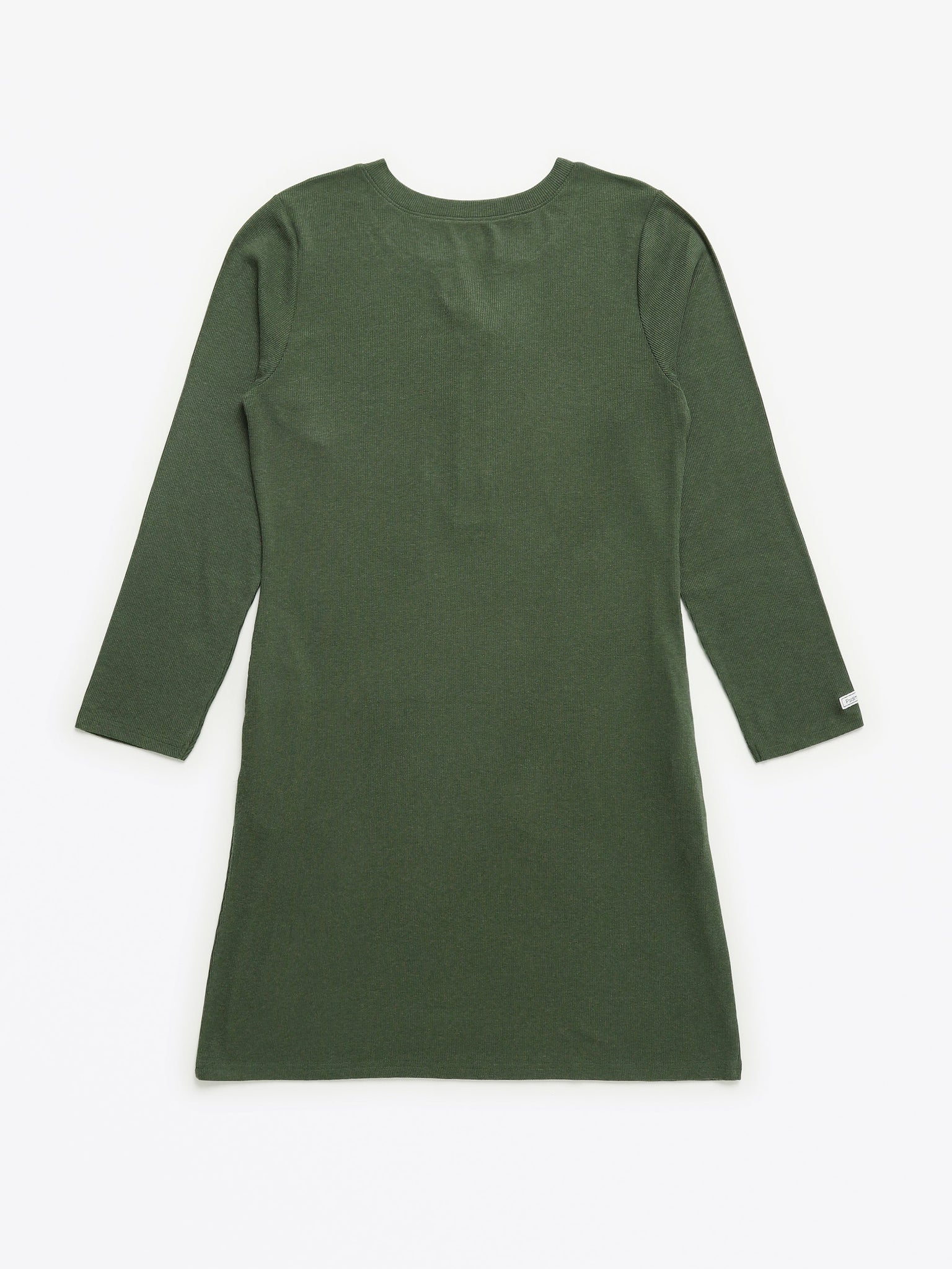 Solid Olive Womens Nightgown PJ Ribbed Cotton-Bamboo Blend