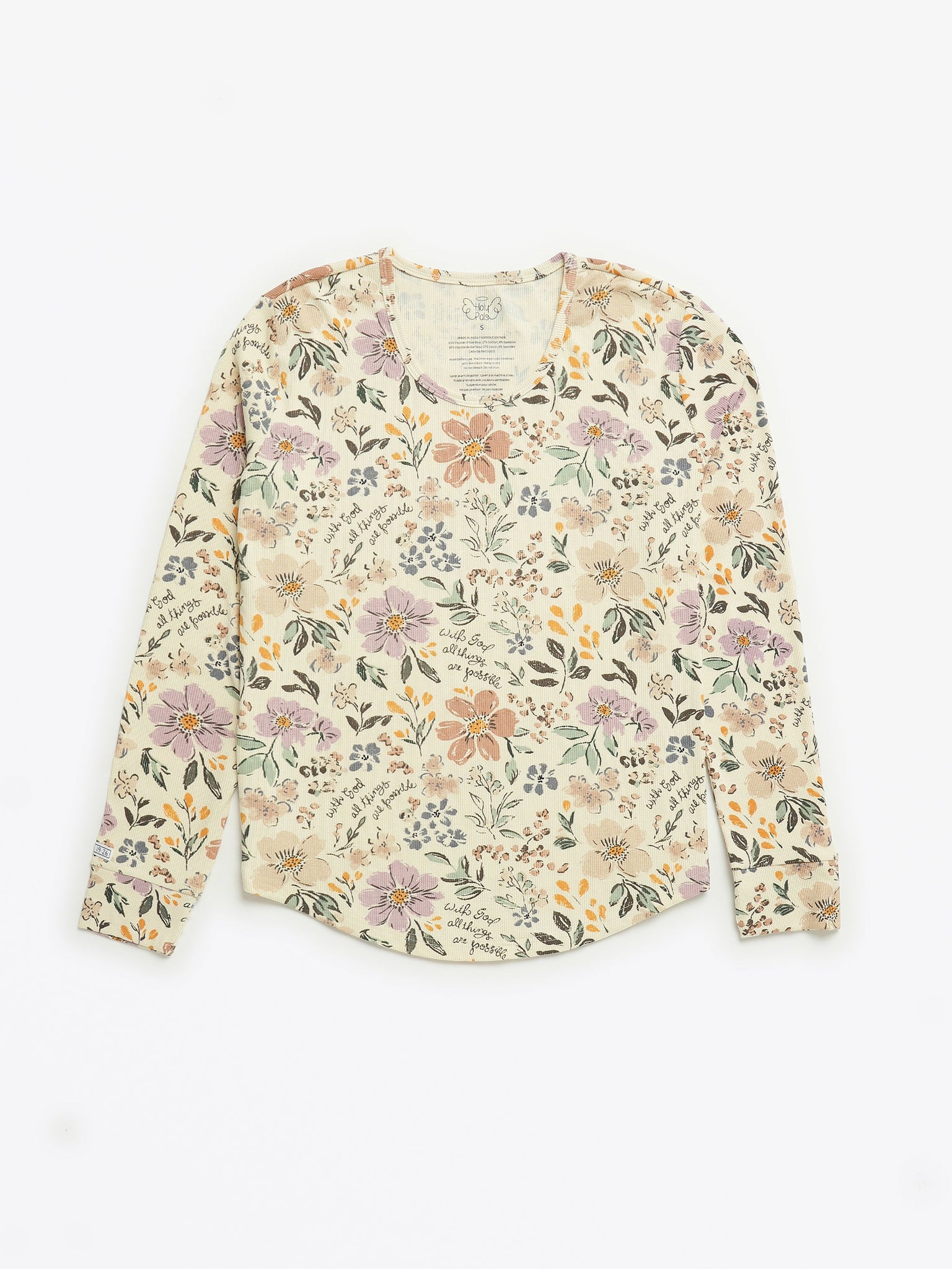 All Things Are Possible Womens PJ Jogger Set Ribbed Cotton-Bamboo Blend