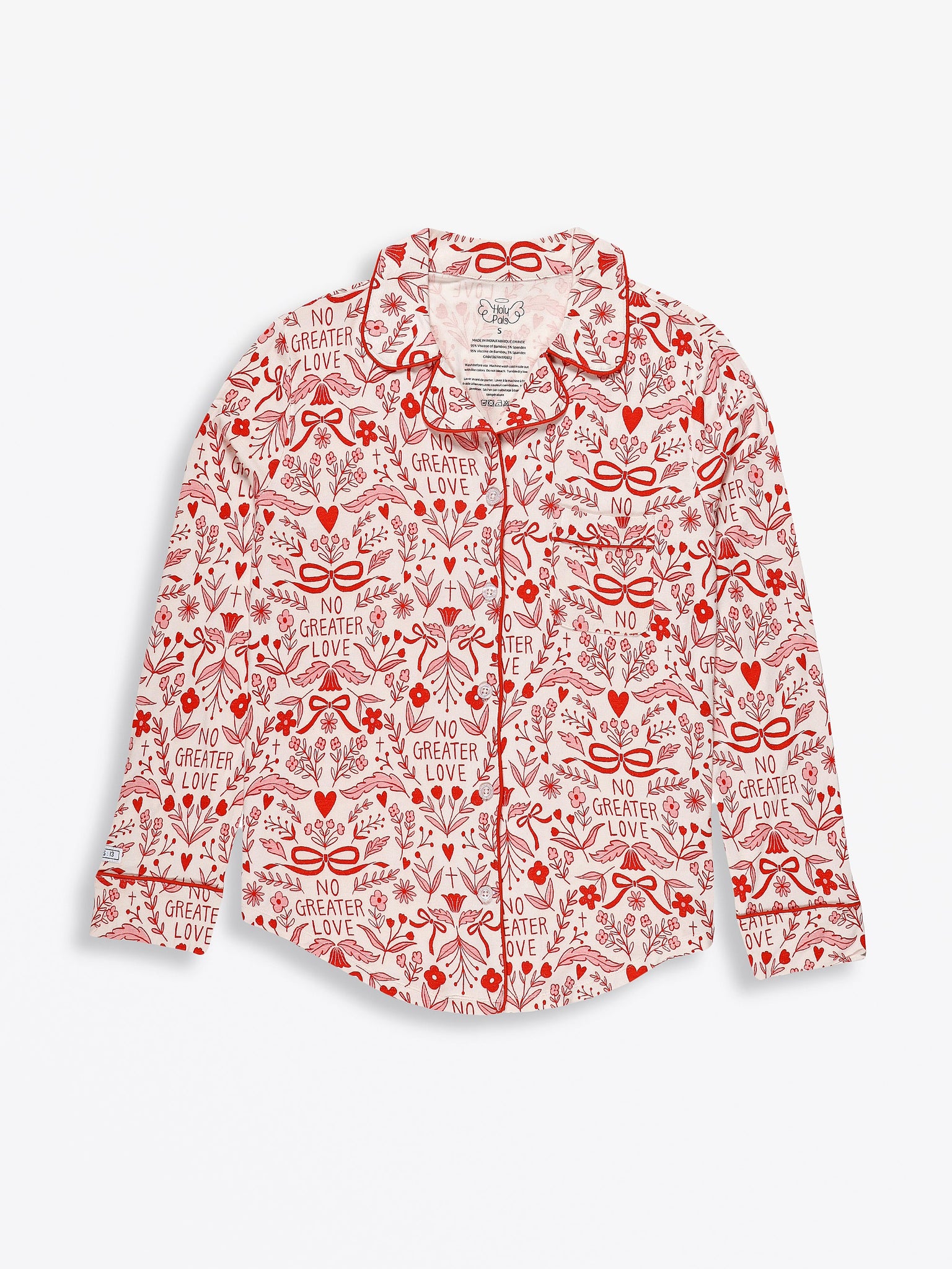 No Greater Love Pink Women's PJ Notch Collar Set Bamboo