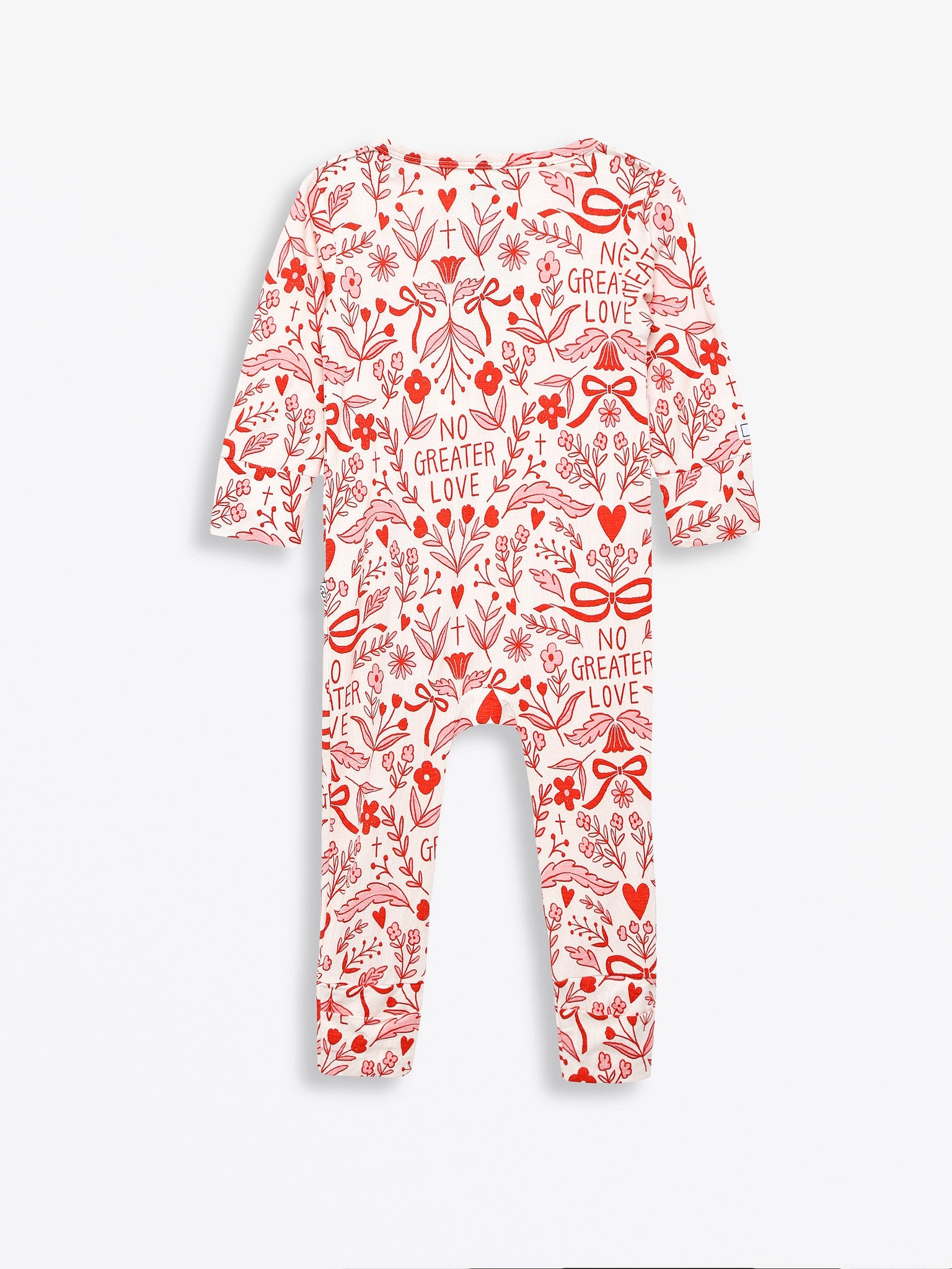 No Greater Love Pink Footless Onesie Bamboo