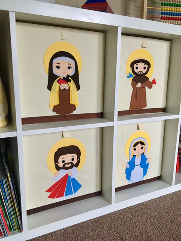 Saint Storage Bins, Catholic Home Decor, Catholic Saint Toy