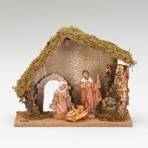 3 Figure Nativity Scene with Italian Stable