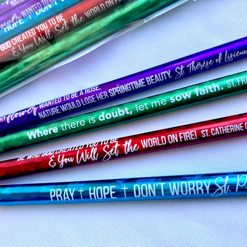 Saint Quote Glitter Pencils