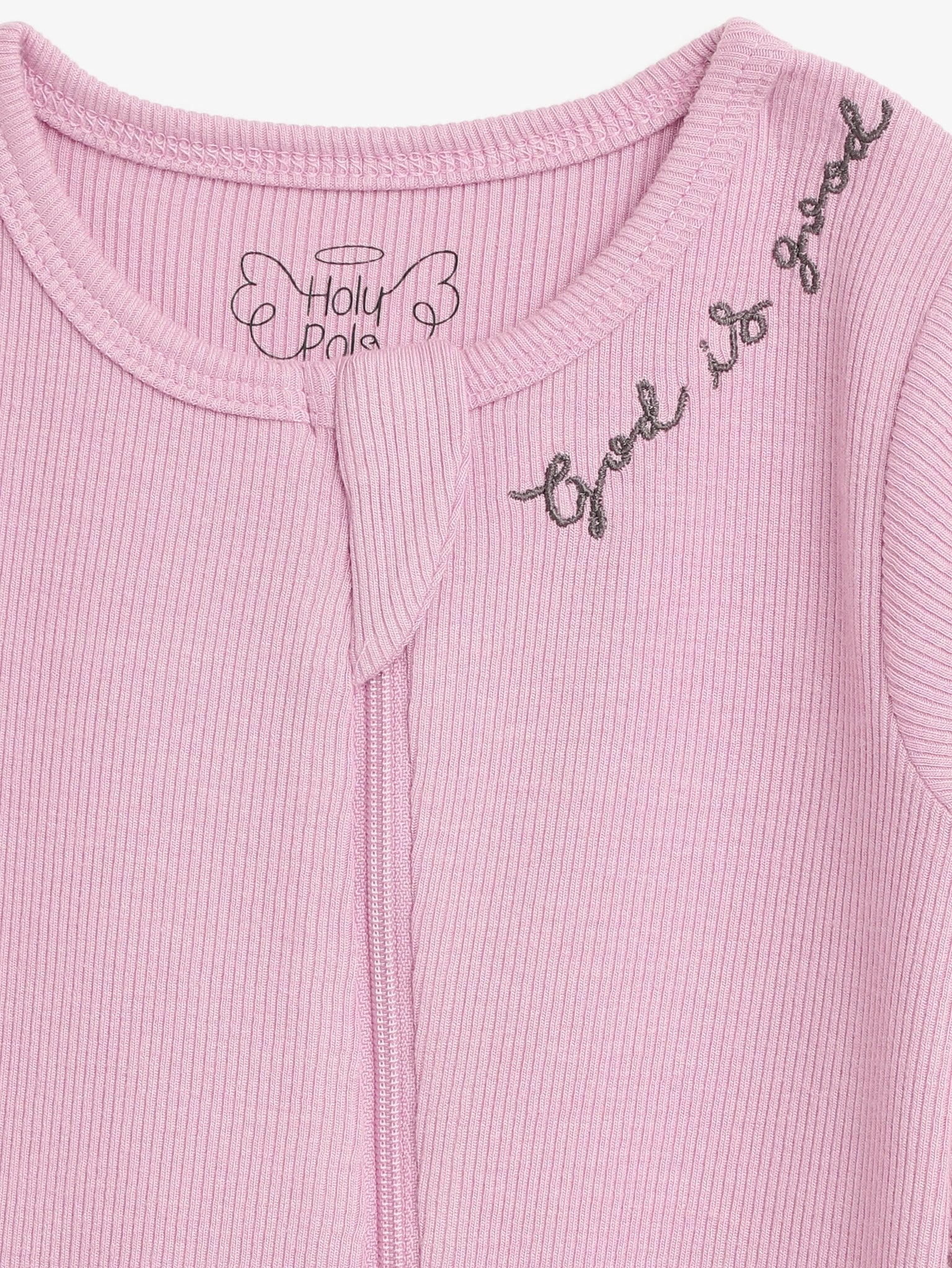 Solid Mauve PJ Footless Onesie Ribbed Cotton-Bamboo Blend