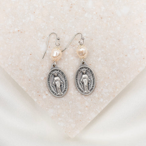 Miraculous Mary Pearl Earrings