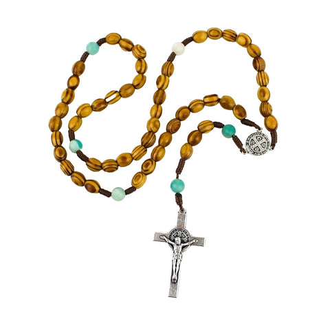 Olive Wood and Amazonite Medjugorje Rosary