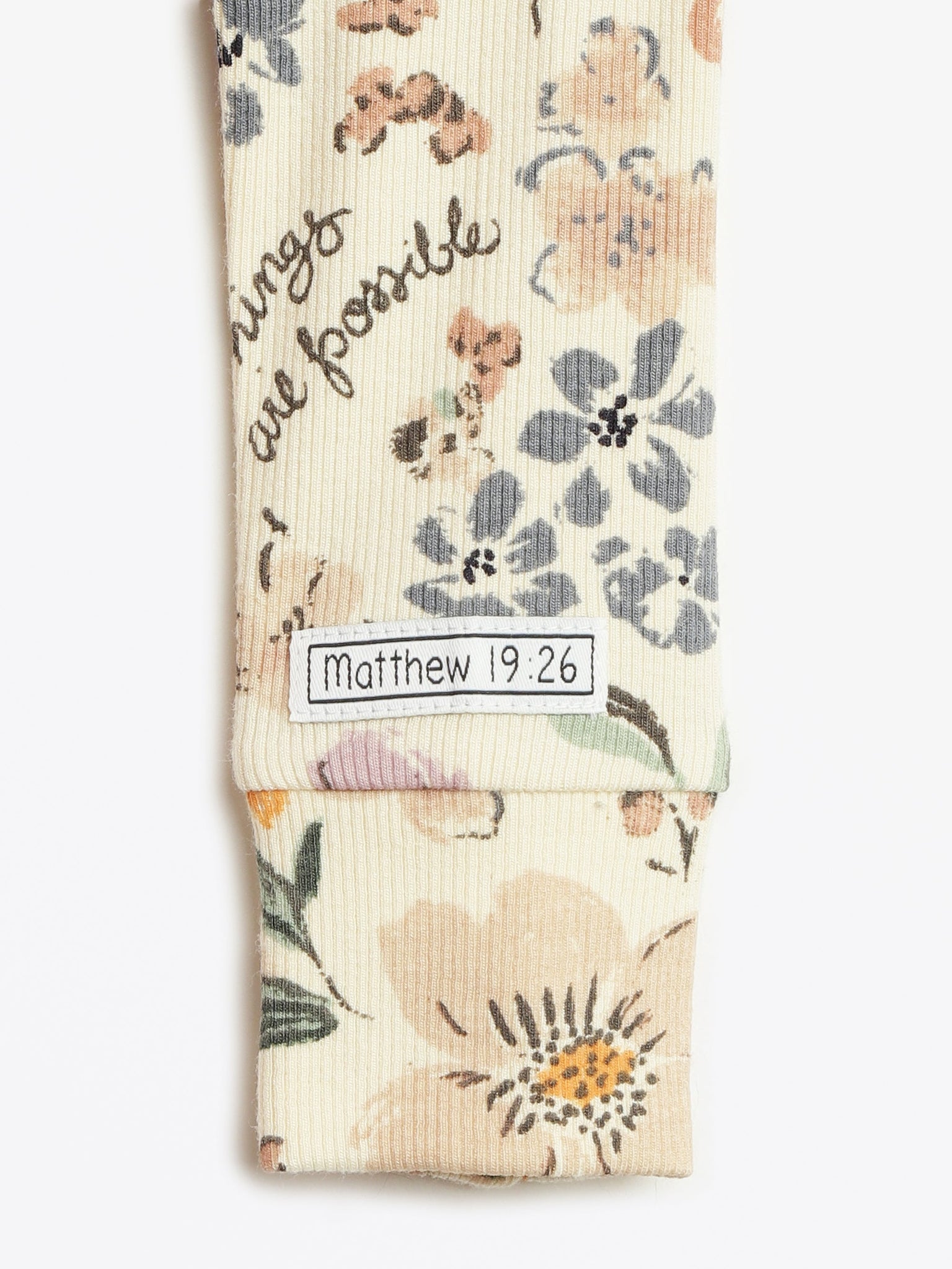 All Things Are Possible Footed Onesie PJ Ribbed Cotton-Bamboo Blend