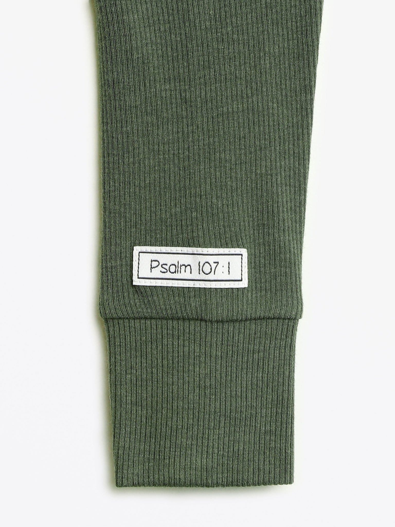 Solid Olive PJ Footed Onesie Ribbed Cotton-Bamboo Blend