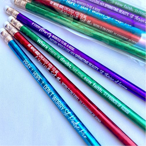 Saint Quote Glitter Pencils