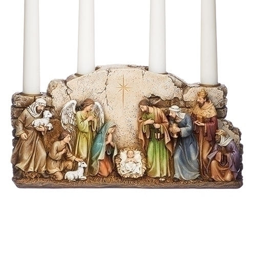 5.5"H Advent Candle Holder Nativity with Arch Wall