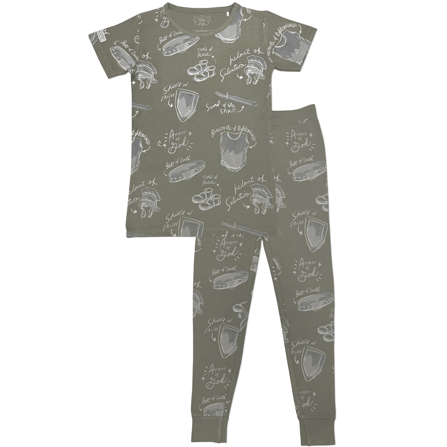 Armor of God Green PJ Short Sleeve & Pants Set Bamboo