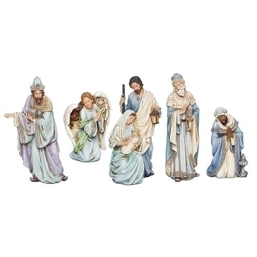 5 piece Nativity Scene Figures in Blue Robe