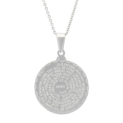 Ladies Double Sided Stainless Steel Lord's Prayer And Serenity Prayer Pendant.