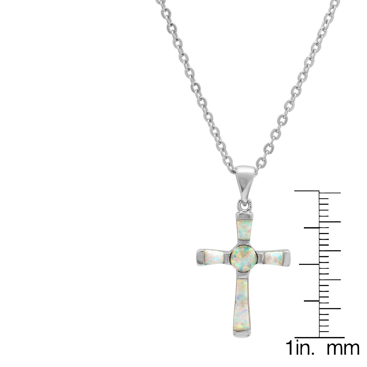 Women's Brass Genuine Opal Cross Necklace