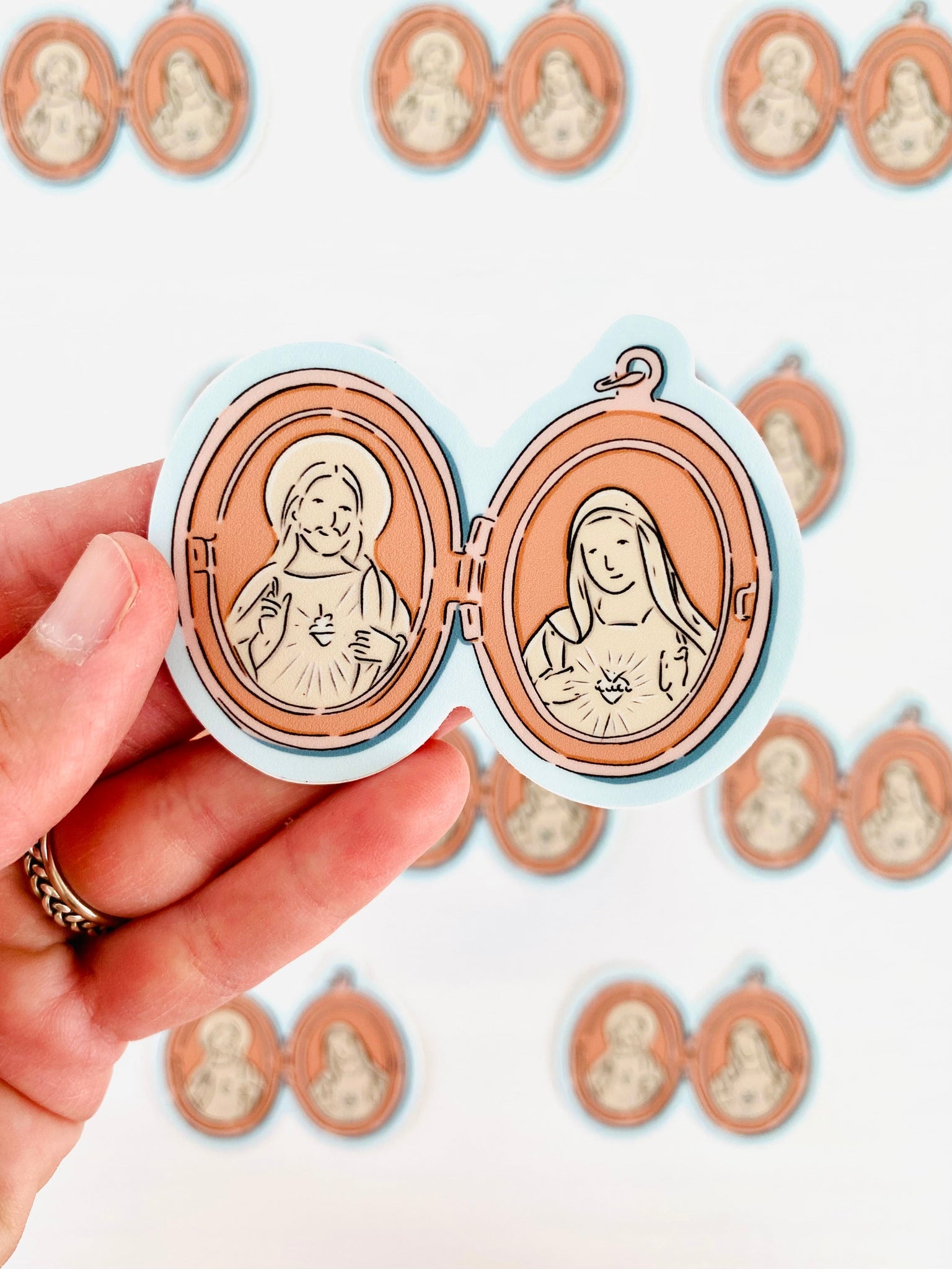 Jesus and Mary Diptych Sticker