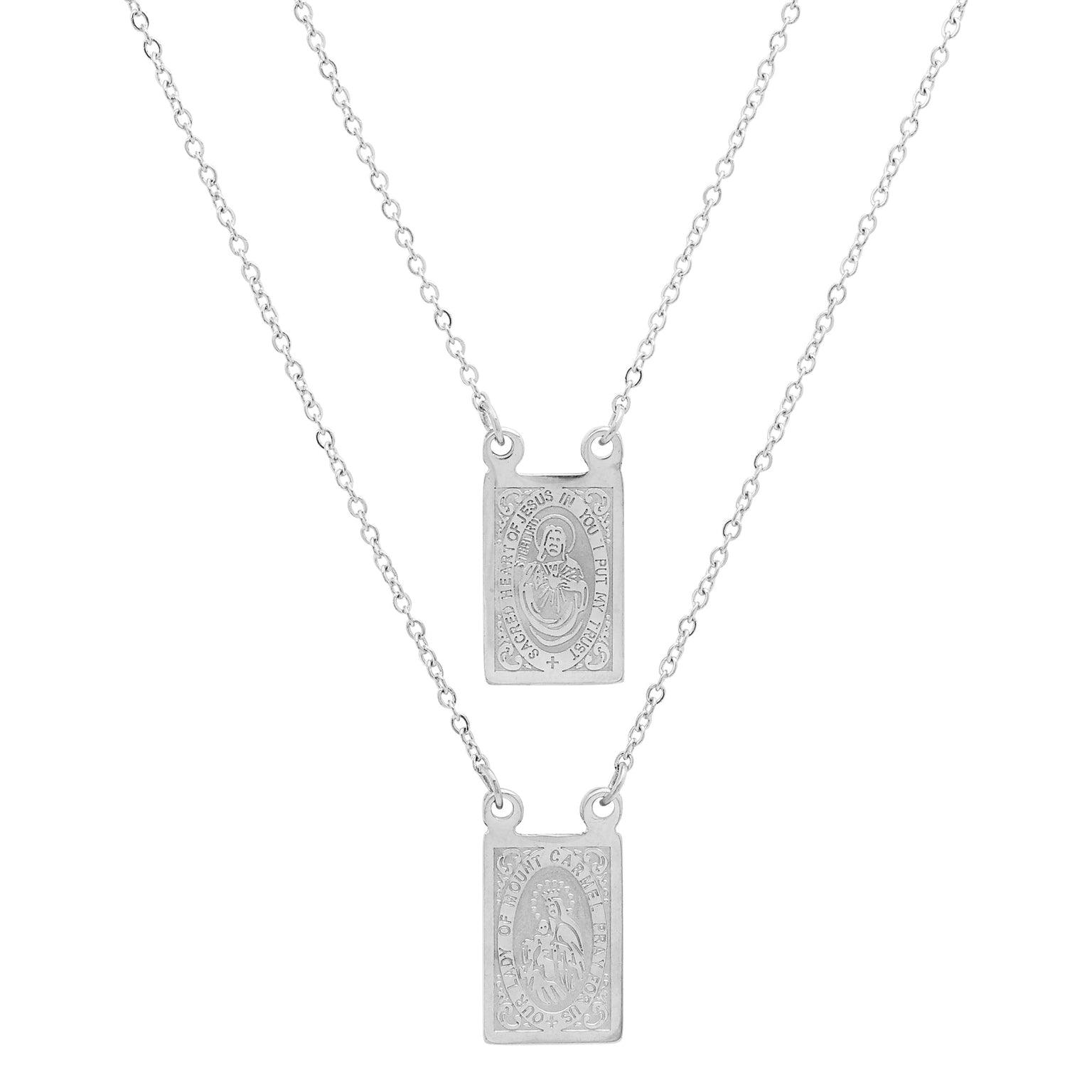 Our Lady Mount Carmel Rectangle Scapular Necklace