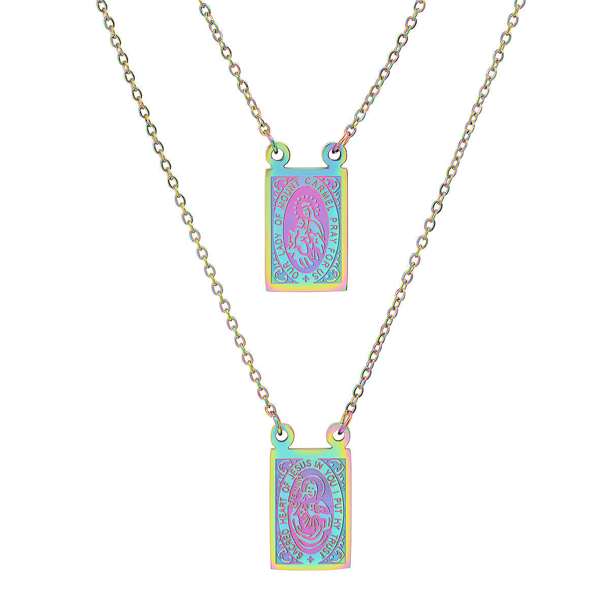 Our Lady Mount Carmel Rectangle Scapular Necklace