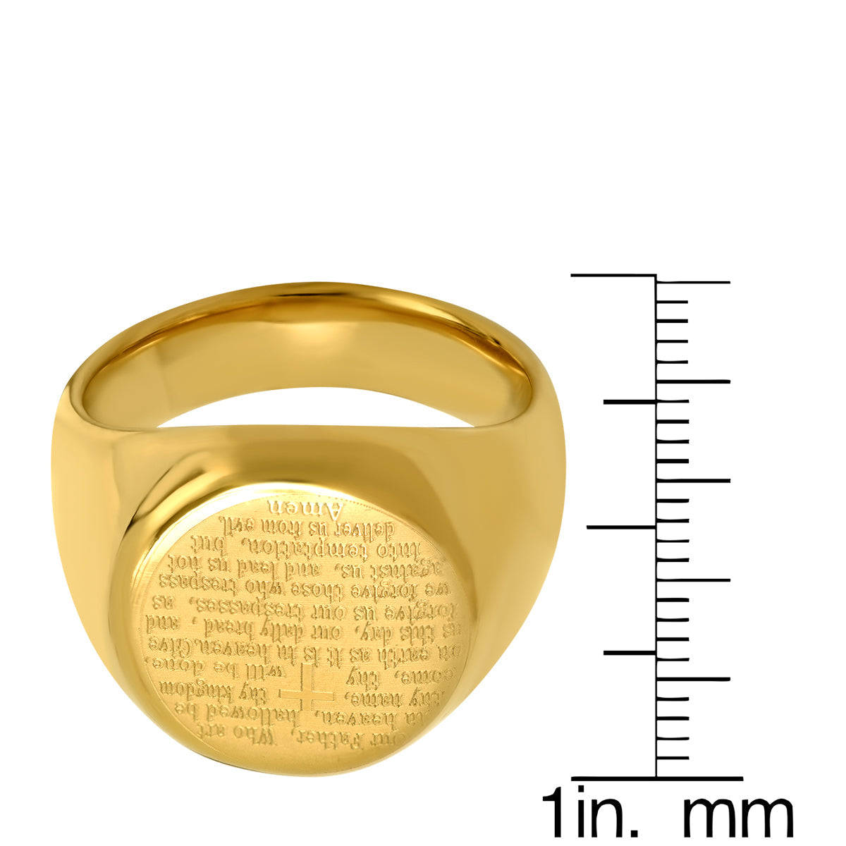 18K Gold Plated Stainless Steel Our Father English Prayer Ring