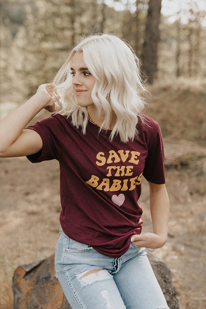 Maroon Save The Babies Tee