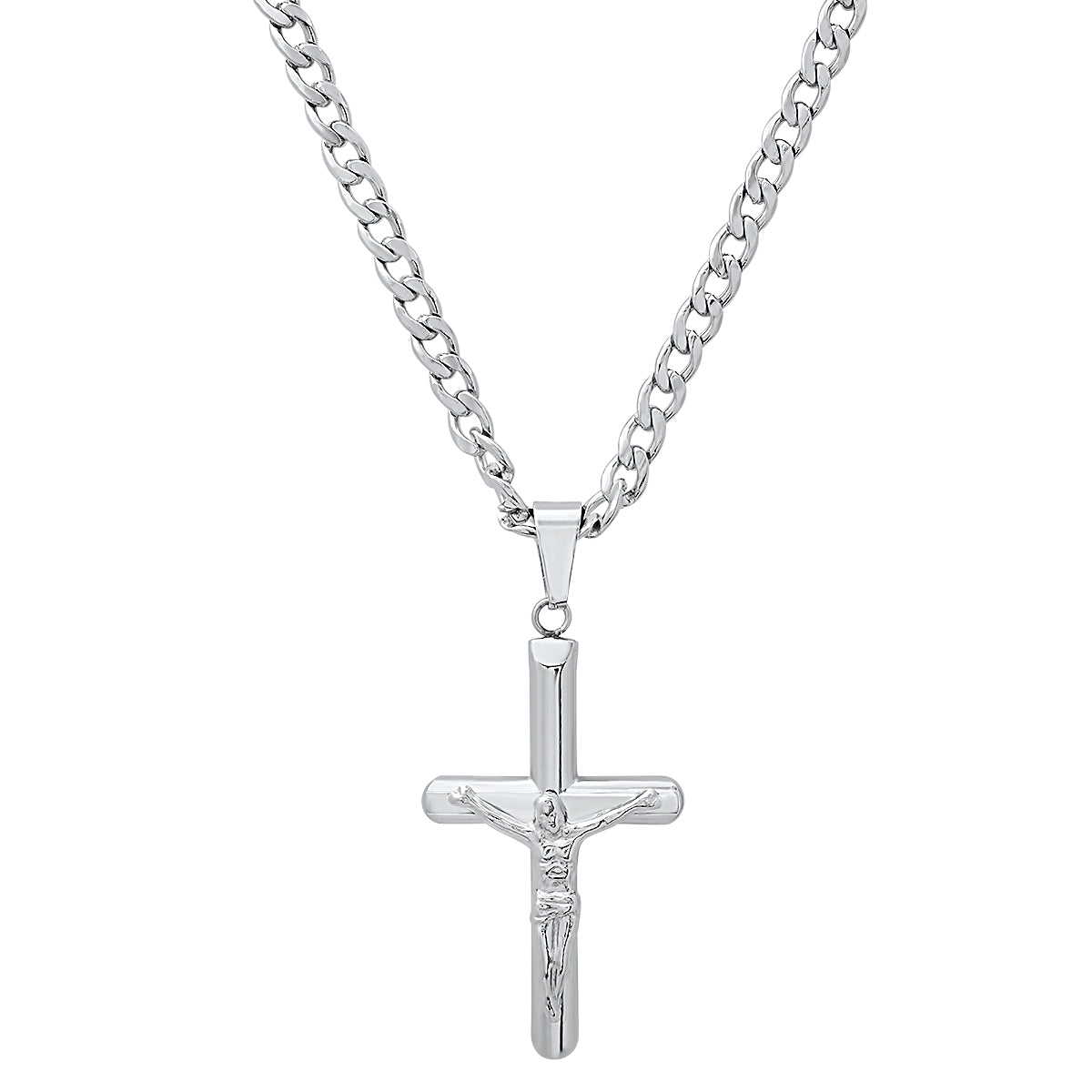 Stainless Steel Tube Crucifix Pendant