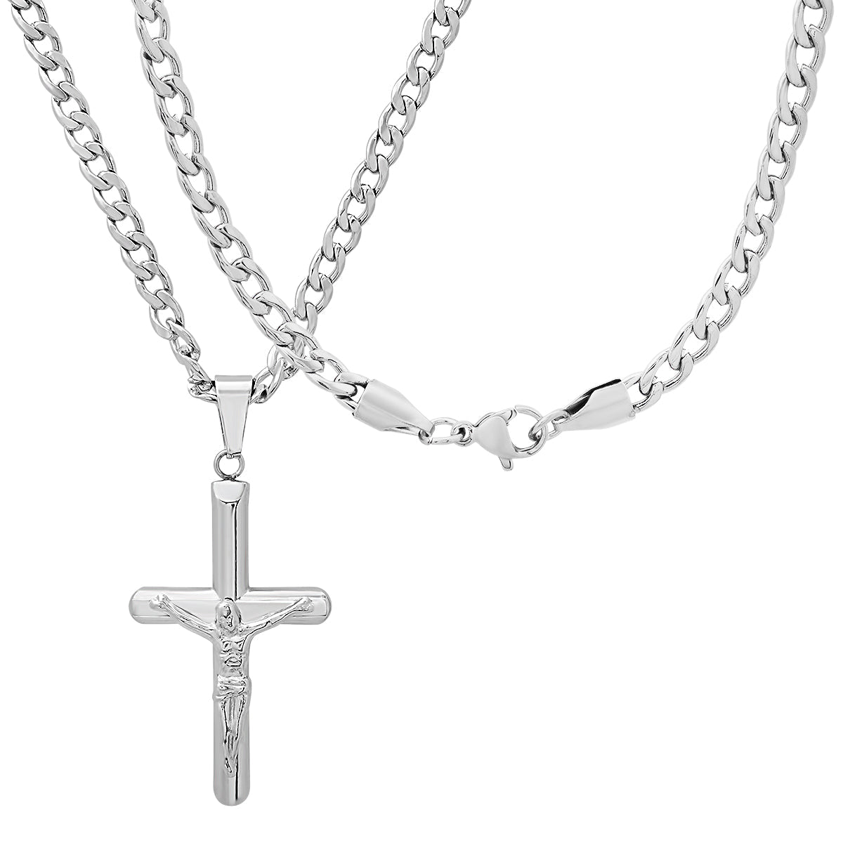 Stainless Steel Tube Crucifix Pendant