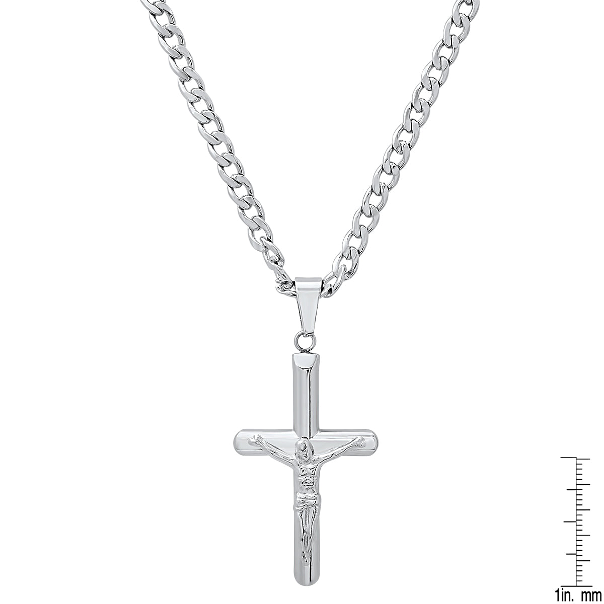 Stainless Steel Tube Crucifix Pendant