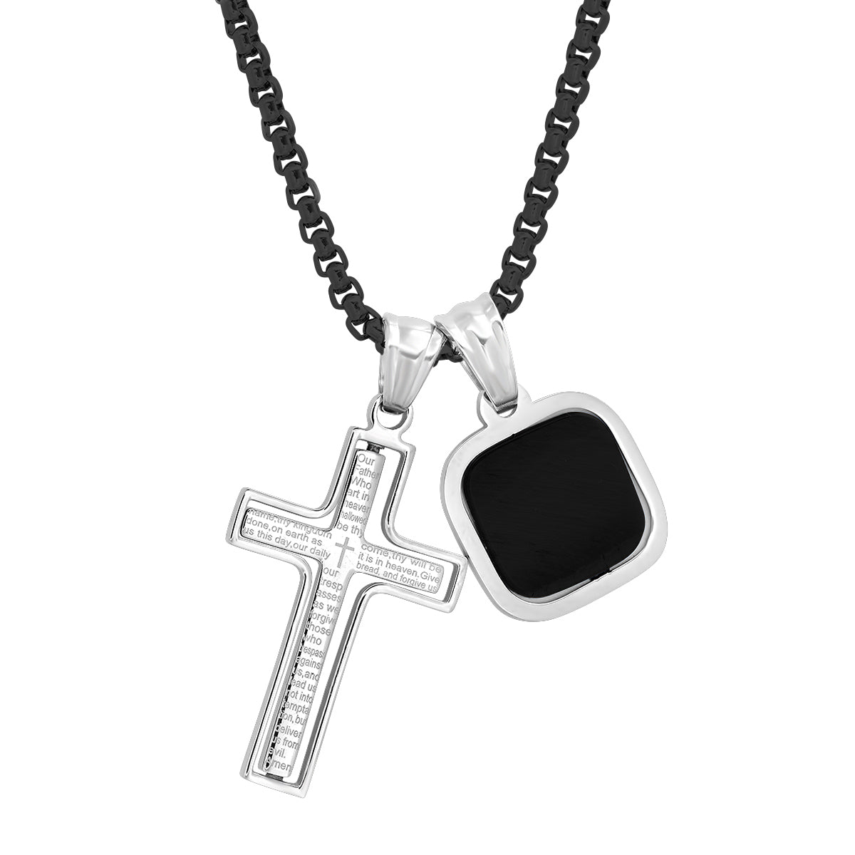 Lord's Prayer Spinner Cross + Stone Accent