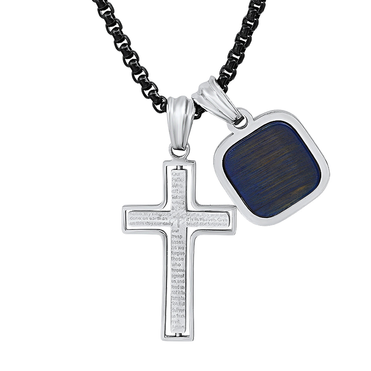 Lord's Prayer Spinner Cross + Stone Accent