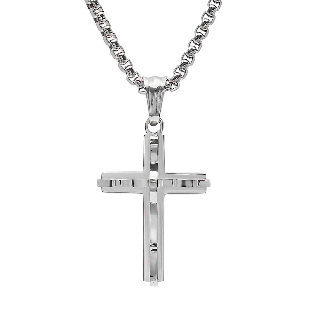 Stainless Steel Double Cross Pendant