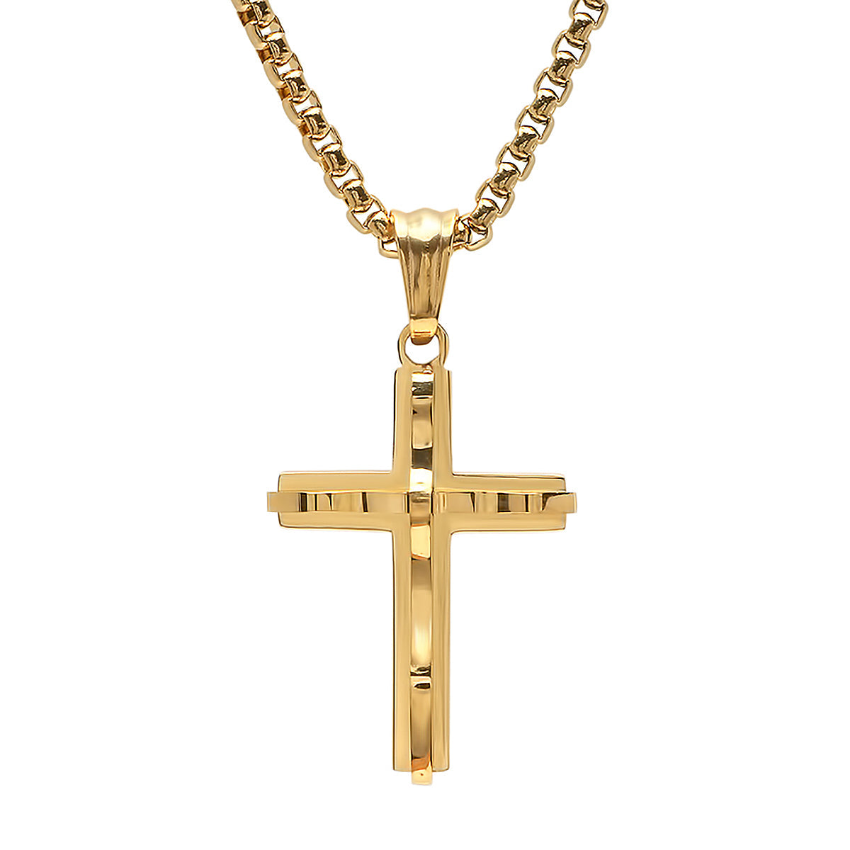 Stainless Steel Double Cross Pendant