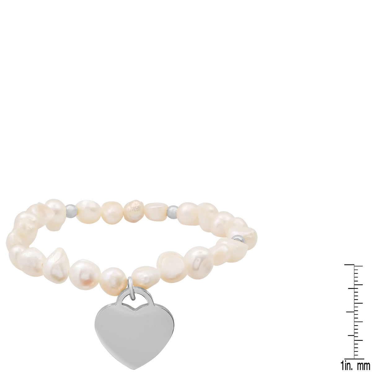 Ladies Freshwater Pearls And Stainless Steel Heart Shape Charm " Moms Are The…." Stretch Bracelet