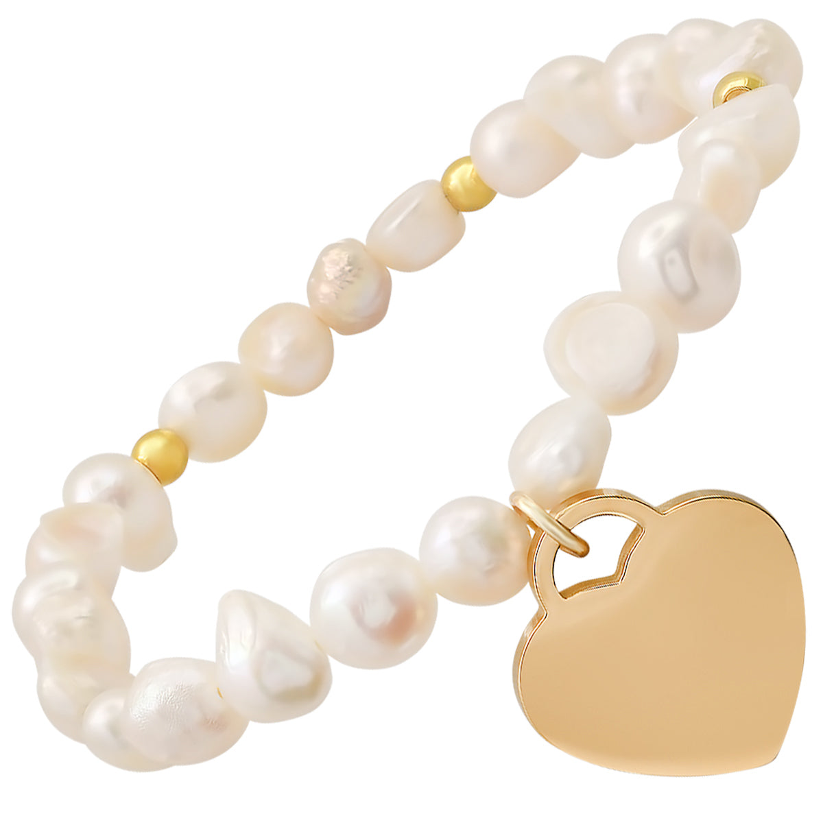 Ladies Freshwater Pearls And Stainless Steel Heart Shape Charm " Moms Are The…." Stretch Bracelet