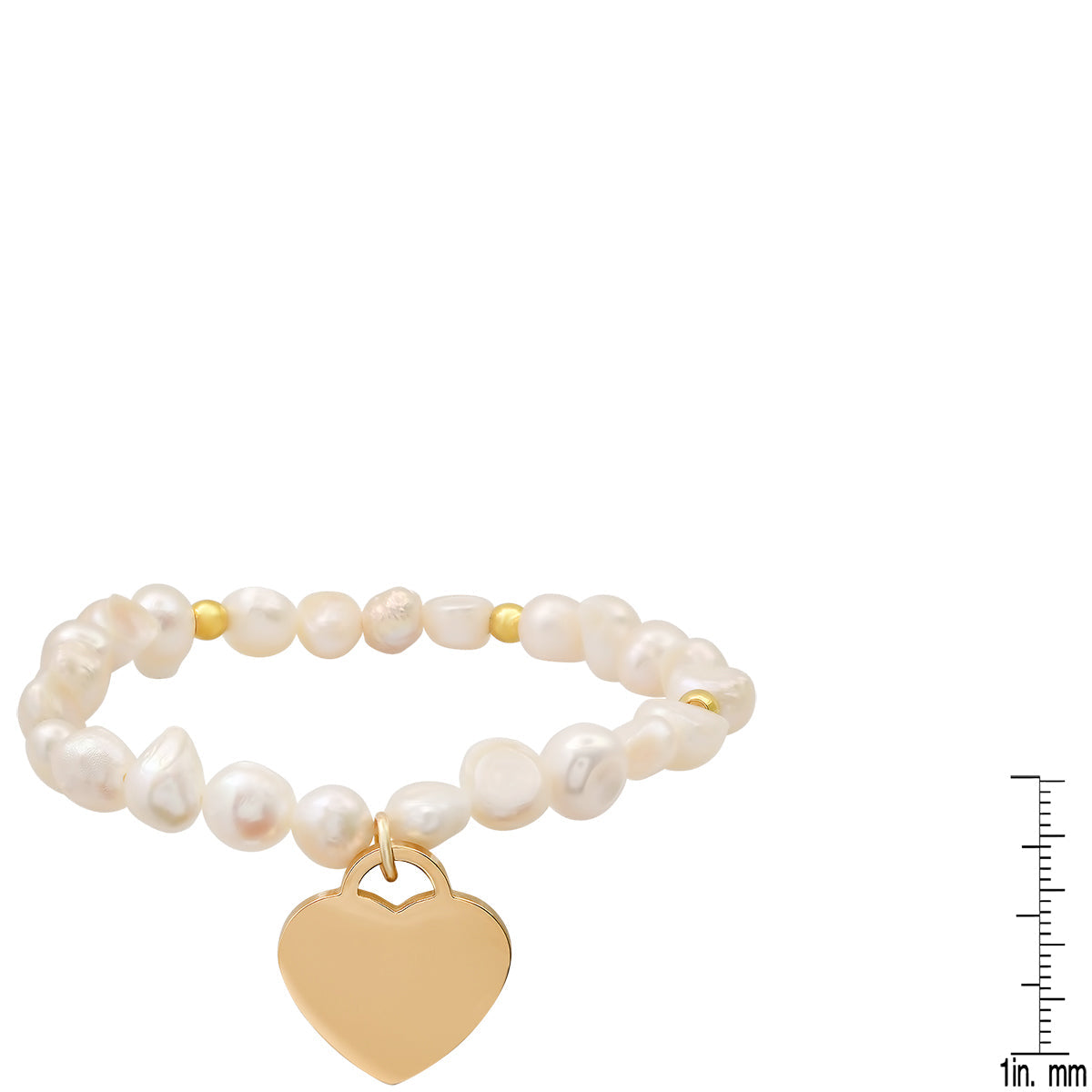 Ladies Freshwater Pearls And Stainless Steel Heart Shape Charm " Moms Are The…." Stretch Bracelet