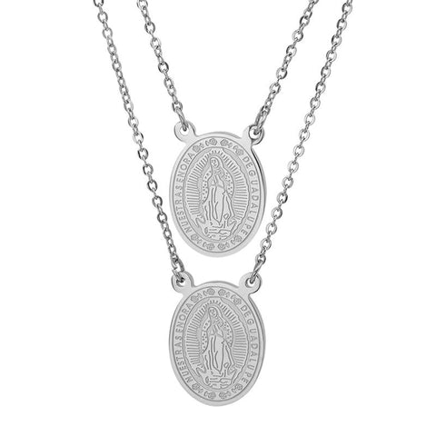 Virgin Mary Oval Scapular Necklace