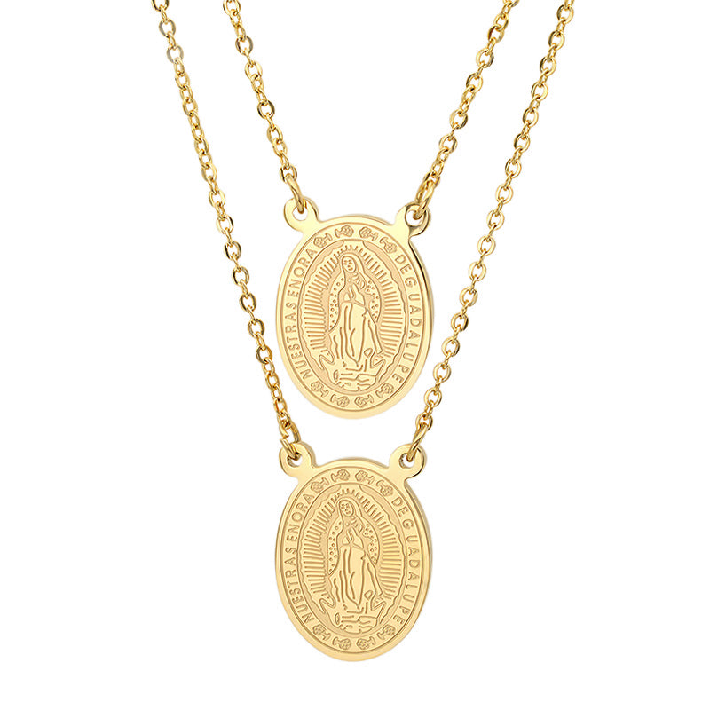 Virgin Mary Oval Scapular Necklace