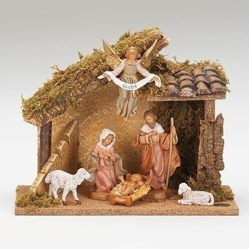 6 Figure Nativity Scene with Italian Stable