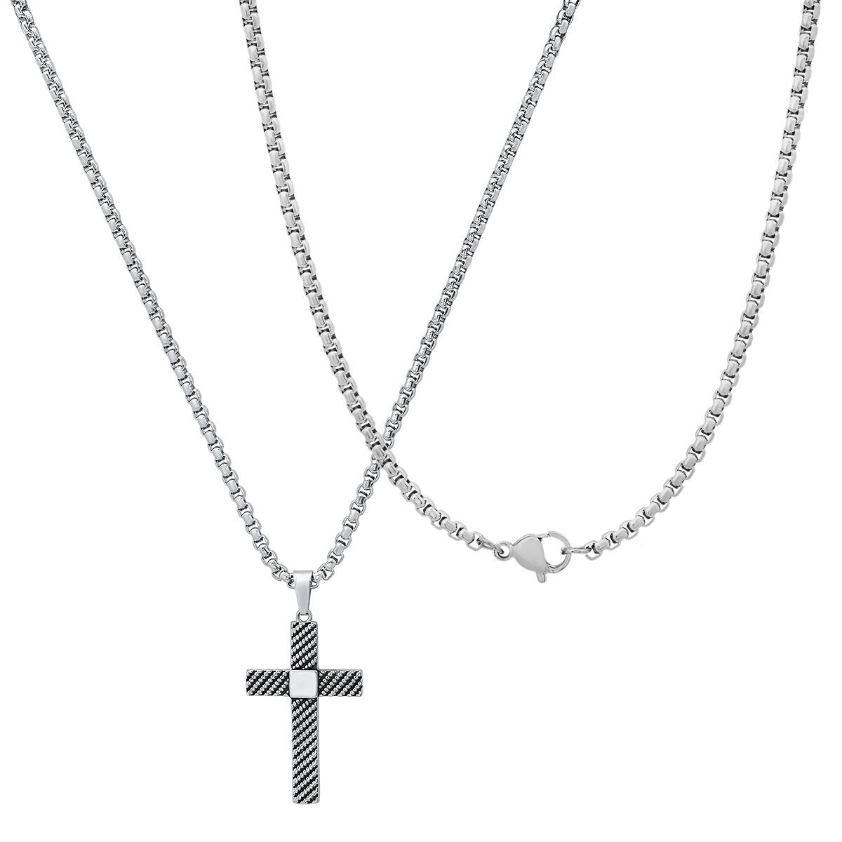 Stainless Steel Textured Cross Pendant