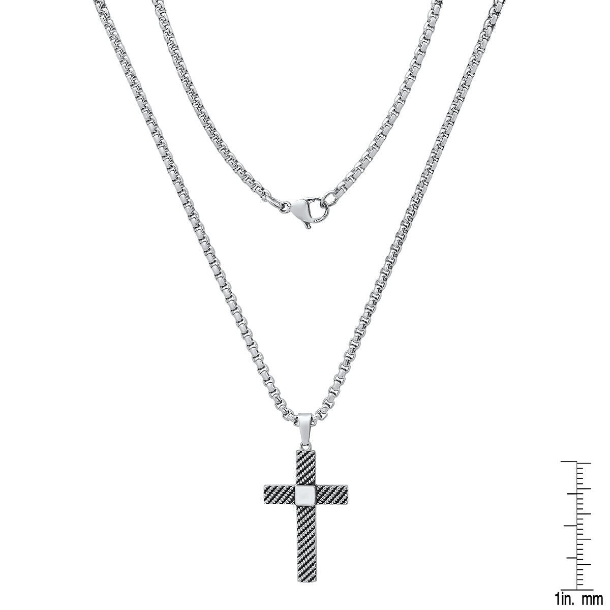 Stainless Steel Textured Cross Pendant