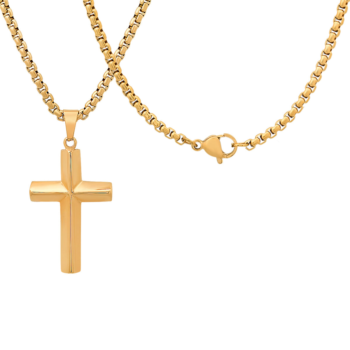 18K Gold Plated Stainless Steel Knife Edge Cross Pendant