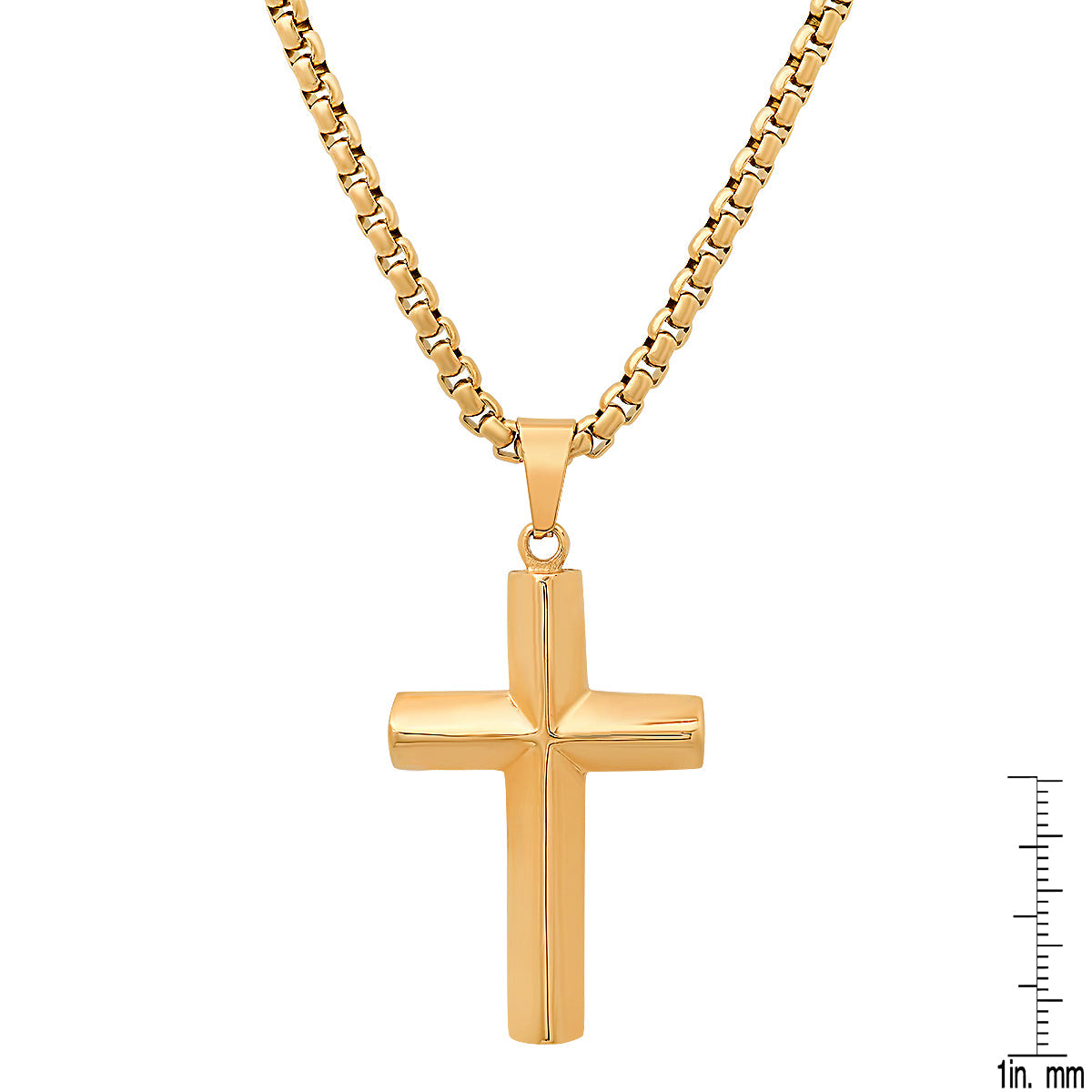 18K Gold Plated Stainless Steel Knife Edge Cross Pendant