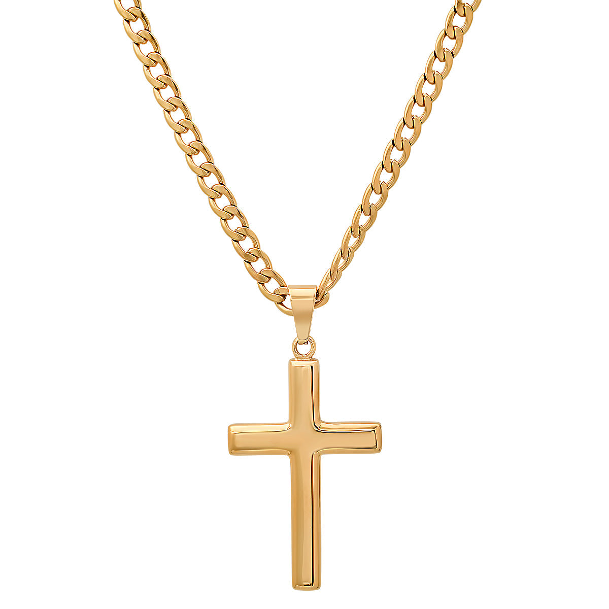 18K Gold Plated Stainless Steel Plain Flat Cross Pendant